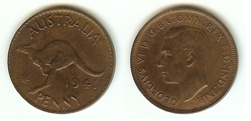 Australian Penny 1941 K.G Choice Unc